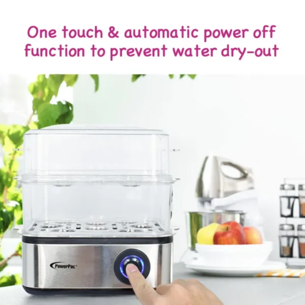 PowerPac Egg Steamer, Food Steamer 2.5L Multi function 2 Tier Steamer (PPS706)
